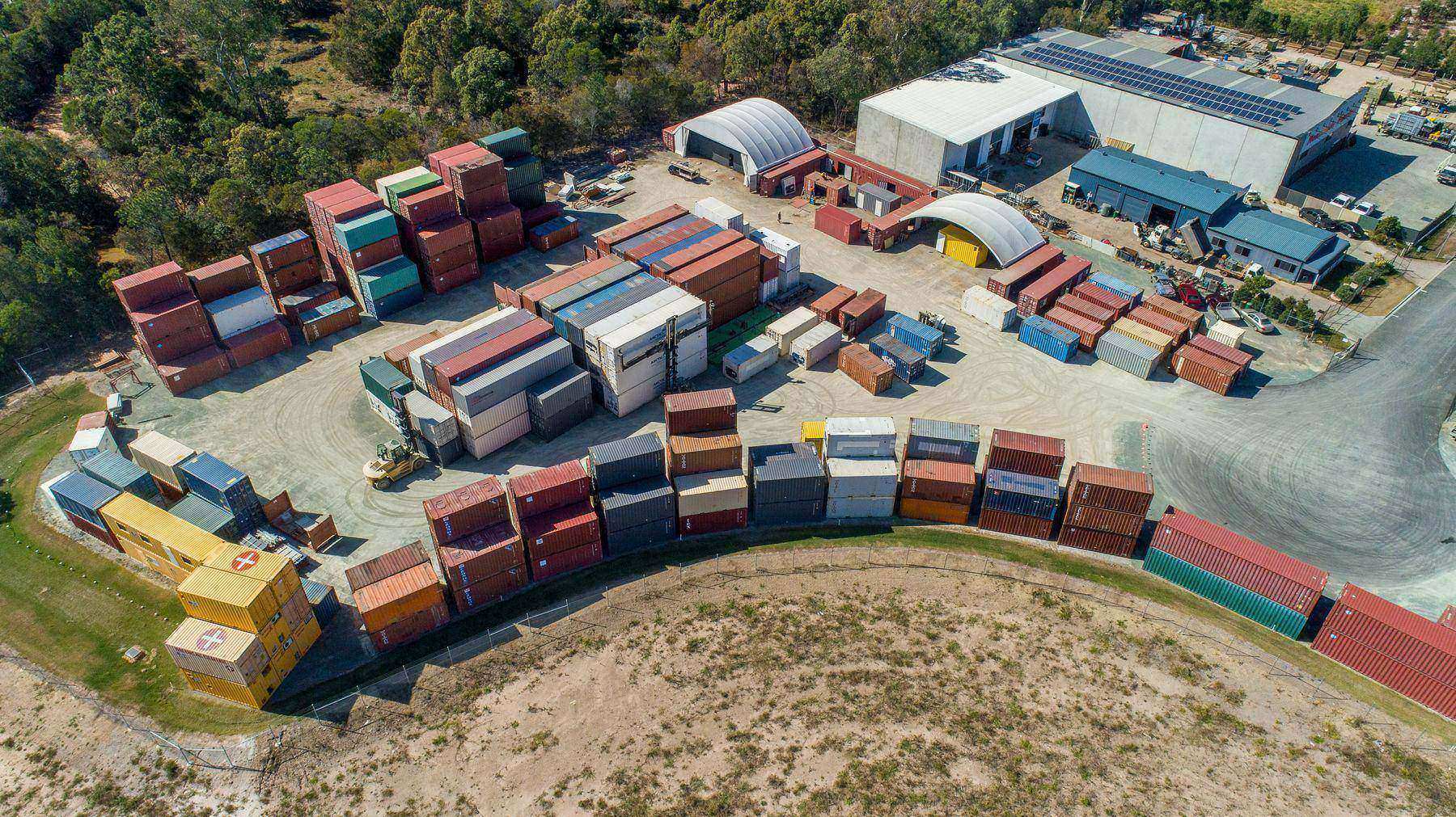 Aerial view of the Premier Shipping Containers depot at Burpengary