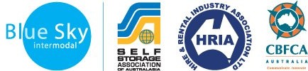 Blue Sky Intermodal, Self Storage Association of Australasia member, Hire and Rental Industry Association, and CBFCA Australia
