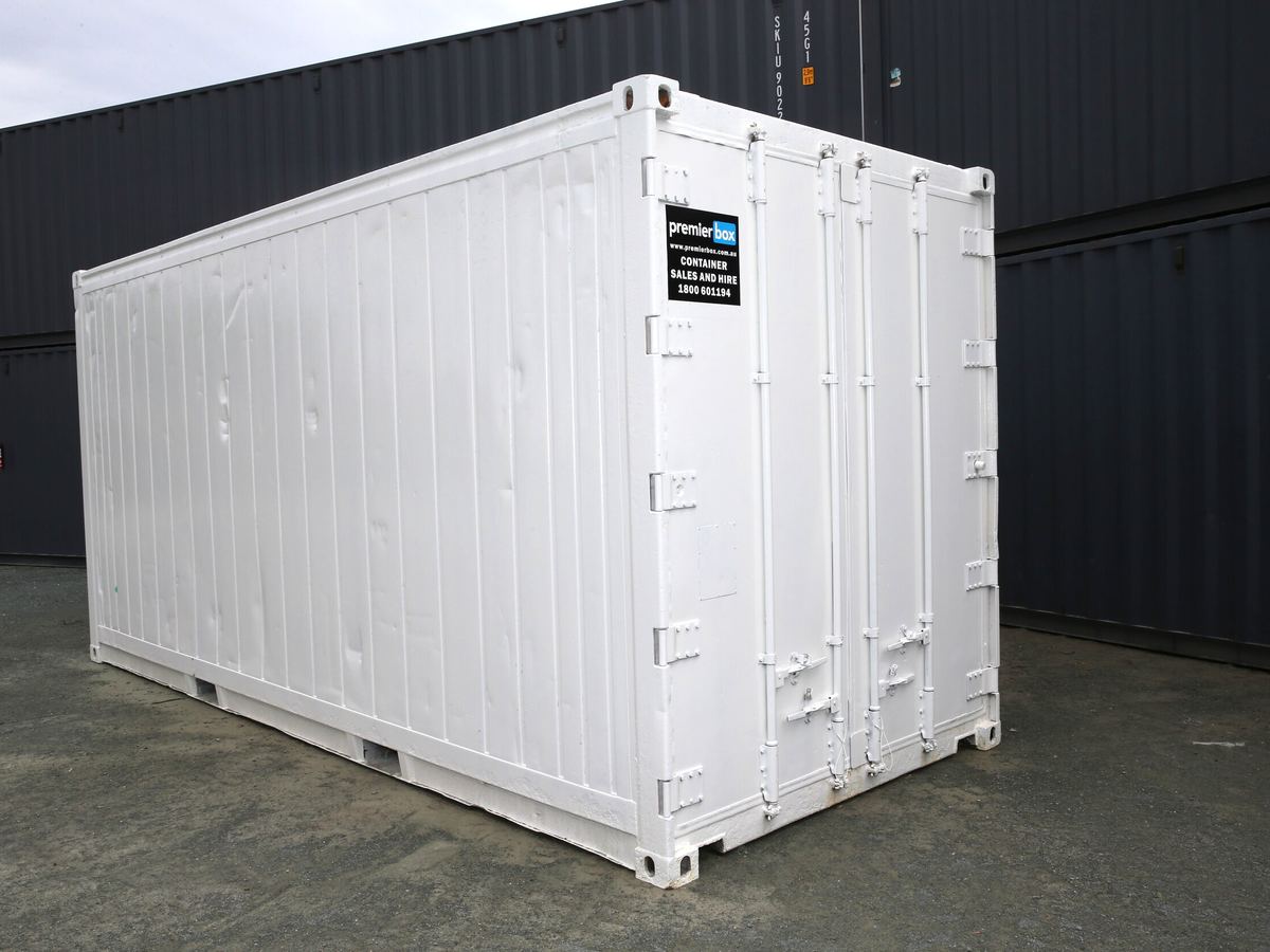 White 20ft refrigerated container in the depot yard