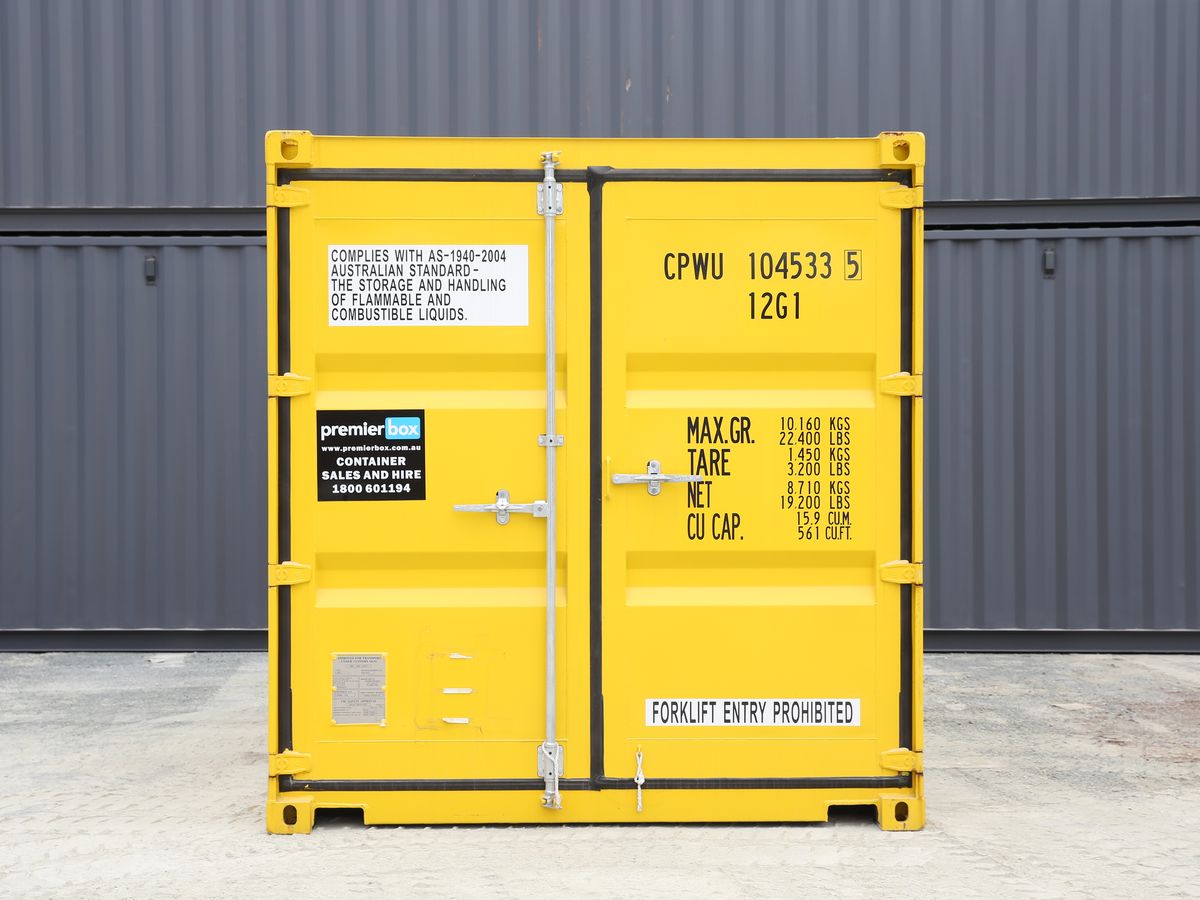 Dangerous goods container doors with the AS1940-2004 compliance plate