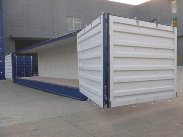White 20ft container with doors open at both ends